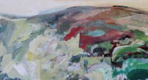 Pascale Corbeel, Sur les cresses, huile sur toile, 36 x 140 cm